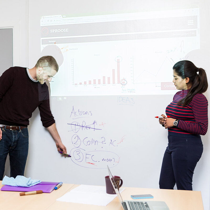 Show presentations on projector whiteboard wallpaper surface