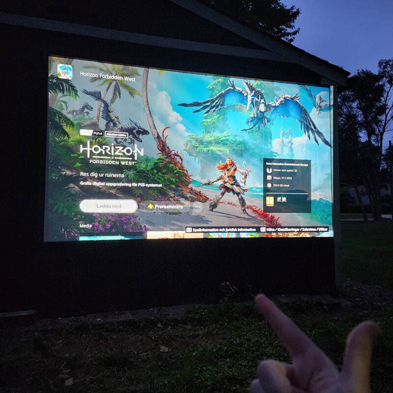 Play PS5 on projectable surface of outdoor projector screen paint